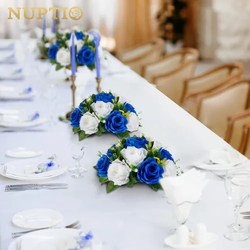 Miniatura 61 de NUPTIO Centros de mesa de flores para mesas de boda: arreglo de bolas de flores artificiales rosa y blanco para bodas, fiestas, 2 piezas de rosas