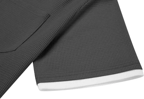 Miniatura 36 de COOFANDY Conjunto de camisa y pantalones cortos de gofre para hombre, conjunto de 2 piezas, conjunto casual de verano con bolsillos