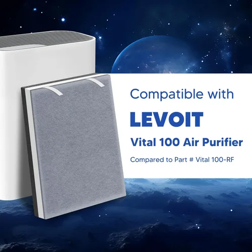 Miniatura 2 de Filtro de repuesto Vital 100 para purificador de aire LEVOIT Vital 100, filtro de carbón activado de alta eficiencia Funmit 3 en 1, en comparación