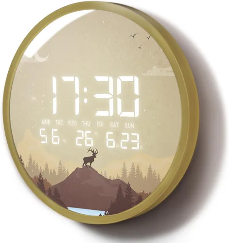 Miniatura 10 de Reloj de pared digital inteligente iluminado con calendario de temperatura, reloj de pantalla grande, reloj LED moderno de 12/24 horas para sala
