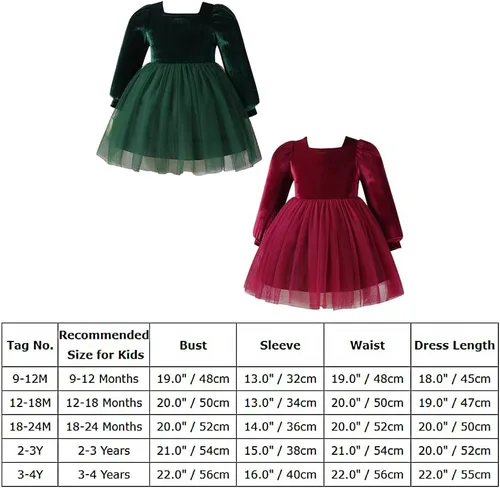 Miniatura 5 de ODIZLI Vestido de manga larga de terciopelo para niñas pequeñas