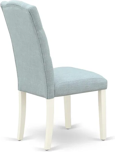 Miniatura 8 de East West Furniture HLCE5-LWH-15 - Juego de mesa de comedor de 5 piezas para 4 personas, incluye una mesa de cocina redonda con pedestal y 4 sillas