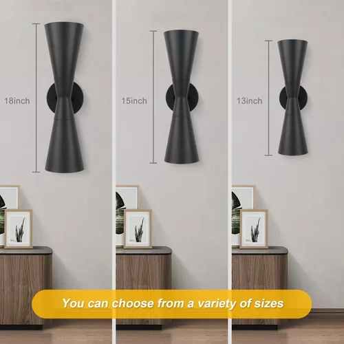 Miniatura 7 de Juego de 2 apliques de pared negros modernos, apliques de pared interiores hacia arriba y hacia abajo, lámpara de pared interior de mediados