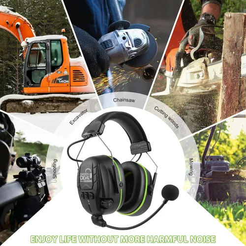 Miniatura 5 de GREEN DEVIL Auriculares Electrónicos Bluetooth de Protección Auditiva con Micrófonos de Brazo Articulado, Orejeras con Cancelación de Ruido de 27dB