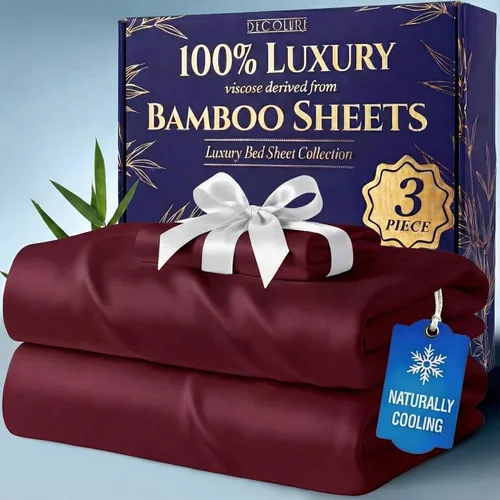 Miniatura 28 de DECOLURE 100% Viscosa derivada de bambú, juego de sábanas tamaño King de 4 piezas, lujosas sábanas naturalmente frescas, juego de cama ultra suave