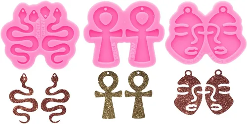 Miniatura 8 de 1 pieza de la serie de Navidad Mini Ear Studs árbol de Navidad/rompecabezas/notas musicales pendientes de resina molde de silicona, joyería DIY