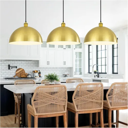 Miniatura 16 de Lámpara Colgante de Granja Negra Accesorios de Lámpara Colgante - Luces Colgantes de Isla de Cocina de 16 pulgadas Luces Colgantes Industriales
