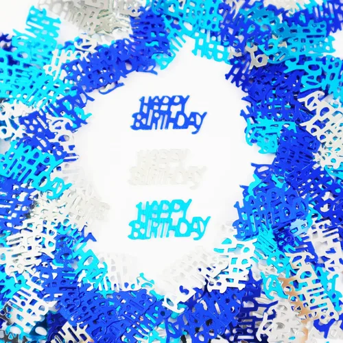 Miniatura 5 de Confeti de feliz cumpleaños, decoración de dispersión de mesa, suministros de fiesta azul y plateado