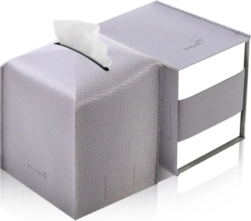 Miniatura 19 de Funda para caja de pañuelos 5 x 5 x 5 pulgadas de piel sintética, organizador cuadrado de caja de pañuelos en cubo para baño, encimera de tocador