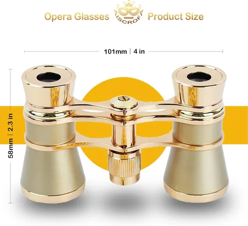 Miniatura 3 de Gafas de ópera de 3 x 25 pulgadas, mini binoculares compactos, ligeros, con cadena para adultos, niños, mujeres, en concierto musical