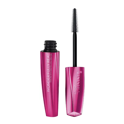 Rimmel Wonder'fully Real Mascara, impermeable negro, 0.37 onzas líquidas 002 Impermeable Negro