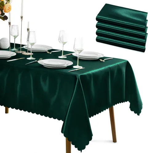 Miniatura 9 de KKJIAF Paquete de 1 mantel de satén negro de 58 x 102 pulgadas, rectangular, brillante, sedoso y suave, para decoración de banquete de boda, fiesta