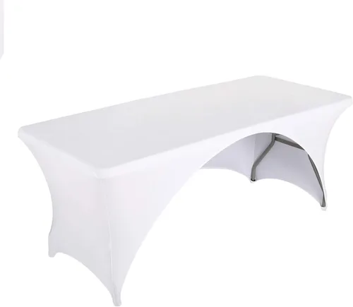 Miniatura 20 de LZY Paquete de 2 manteles ajustables para mesas plegables de 6 pies, espalda abierta, manteles rectangulares de elastano/elástico/elásticos
