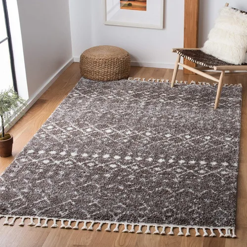 Miniatura 14 de SAFAVIEH Berber Fringe Shag Collection - Alfombra decorativa de 2 pies 2 pulgadas x 4 pies, color crema y gris oscuro, diseño que no desprende
