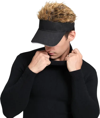 Miniatura 2 de Gorra de béisbol ajustable para hombre, con visera para el sol, divertida, gorra de golf falsa, color negro