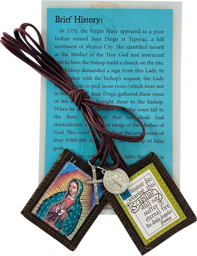 Miniatura 2 de Westmon Works Escapulario marrón tradicional de Nuestra Señora de Guadalupe con tarjeta de oración