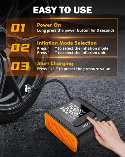 Miniatura 4 de AUXBEAM H4Pro - Inflador de neumáticos portátil, compresor de aire portátil, 150 PSI, 2 en 1, recargable, 5200 mAh, inflador de neumáticos portátil