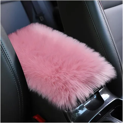 Miniatura 11 de Funda peluda para consola central de automóvil, 11.8 x 7.9 pulgadas, cojín de lana de oveja para caja de reposabrazos, cómodo y suave, protector