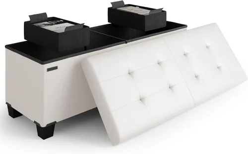 Miniatura 66 de Cubo otomano de almacenamiento con cubo pequeño, otomana cuadrada de 15 pulgadas con almacenamiento para sala de estar y dormitorio, reposapiés