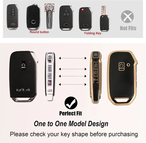 Miniatura 2 de Funda para llavero y llavero de cuero, compatible con Kia K5 Forte Sportage Soul Seltos Telluride Smart Key Holder 5 botones, elefante blanco