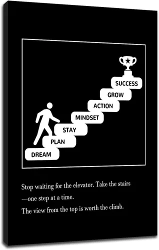 Miniatura 61 de Motivational Wall Art 1% Better Every Day Quote Framed Canvas Poster Inspirational Wall Decor for Office Gym Study Room Small Size Growth Mindset