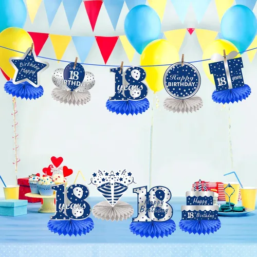 Miniatura 3 de 8 piezas de decoración de cumpleaños número 18, centro de mesa para fiesta, suministros de decoración de cumpleaños número 18, centros de mesa