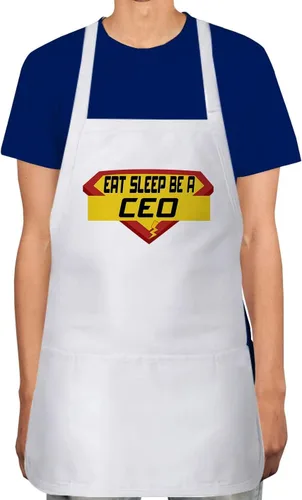 Makoroni - EAT SLEEP BE A CEO Career Apron Adjustable Kitchen Chef Apron with 2 Pockets Cooking Baking, DesH93