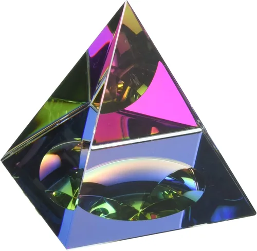Miniatura 5 de Amlong Crystal Pirámide iridiscente, colores del arco iris, 4.5 pulgadas de alto con caja de regalo