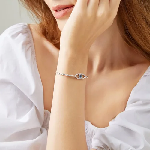 Miniatura 21 de Evil Eye Bracelets Hamsa Bracelet - 18K Gold Plated Adjustable Eye of Protection Bracelet Silver Evil Eye Amulet ojo Bracelet Gold Evil Eye Jewelry