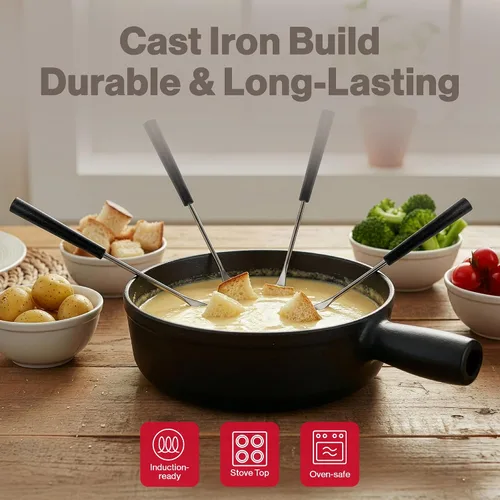 Miniatura 2 de Swissmar Lugano - Olla de repuesto para fondue de queso de hierro fundido, 1.4 cuartos de galón / 1.3 L, compatible con juegos de fondue Swissmar
