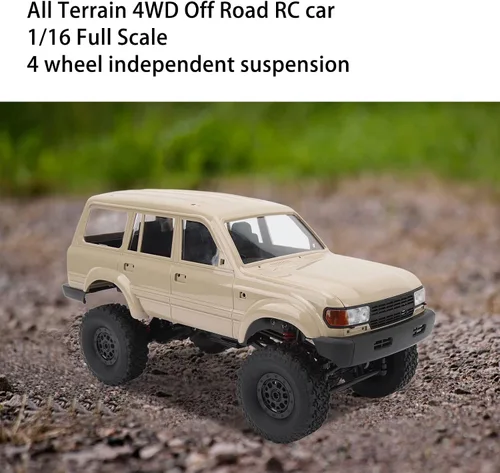Miniatura 5 de Naroote RC Crawler, 500mAh 2.4GHz 1/16 Escala Completa Vehículo RC Camión Interior (Caqui)