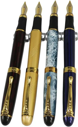 4 unidades en set de pluma estilográfica Gullor 450 en 4 colores (colores elegantes) con estuche para lápiz