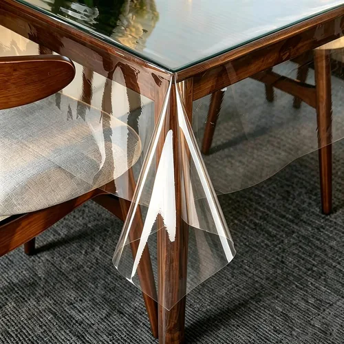 Miniatura 11 de LIBERECOO Mantel de vinilo con reverso de franela, negro sólido, impermeable, resistente a las manchas, mantel de mesa fácil de limpiar