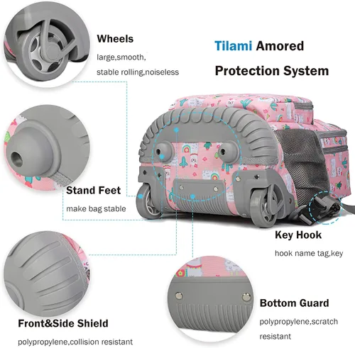 Miniatura 6 de Tilami Mochila con ruedas, mochila para laptop de 19 pulgadas con ruedas y lonchera