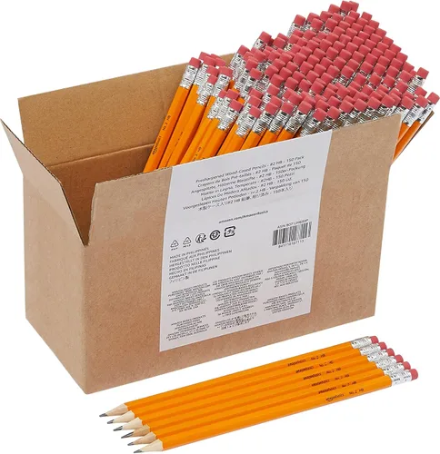 Miniatura 5 de Amazon Basics Lápices con cuerpo de madera #2, preafilados, caja a granel de mina HB, 150 unidades, amarillo