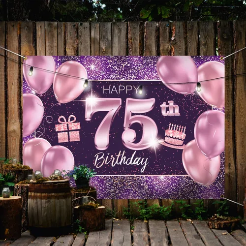 Miniatura 5 de pancarta grande rosa con texto en inglés “Happy Birthday