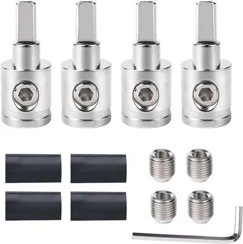 4PCS Reductor de Cable de Audio Estéreo para Automóvil de Servicio Pesado - Calibre 0 a Calibre 4 para Entrada de Amplificador, Conexión de