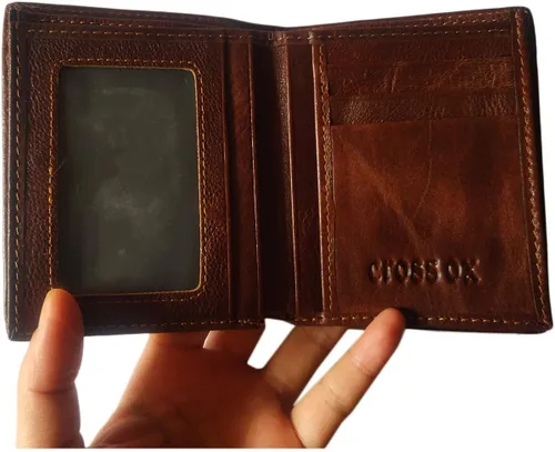 Miniatura 65 de Hombres Cool Eagle Wolf Caballo Totem Cuero Vaca Vertical Cartera Cremallera Multi-tarjeta Titular, Tótem de caballo, Minimalista