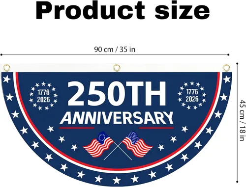Miniatura 2 de 2 banderas de Estados Unidos con el número 250 aniversario, banderas para fanáticos de 1776-2026 de 1.5 x 3 pies, bandera de aniversario