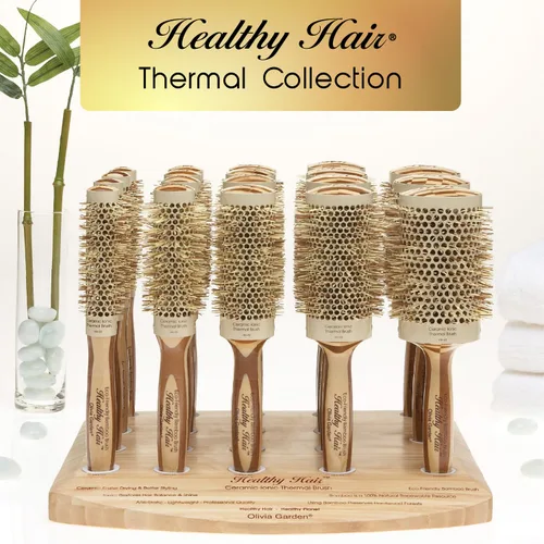 Miniatura 5 de Olivia Garden Cepillo de pelo redondo térmico iónico de bambú para cabello saludable (no eléctrico)