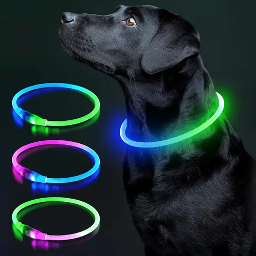 Miniatura 8 de Colaseeme Collar de perro con luz LED, collar de perro con luz, recargable por USB, TPU brillante, luz de seguridad, luces para perros medianos