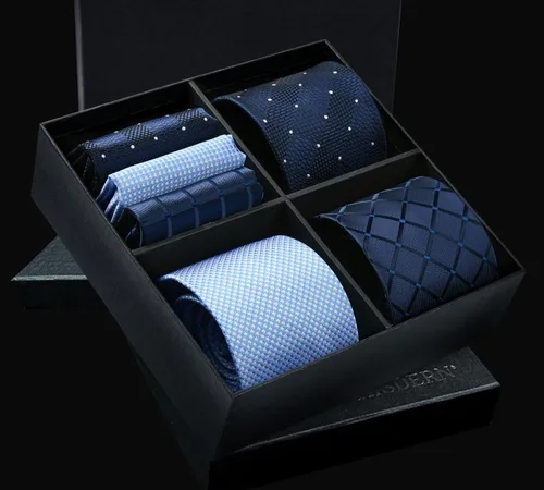 Miniatura 2 de HISDERN Juego de corbatas extralargas para hombre y pañuelo de bolsillo de 63 pulgadas, colección XL, caja de regalo, corbata, lote de 3