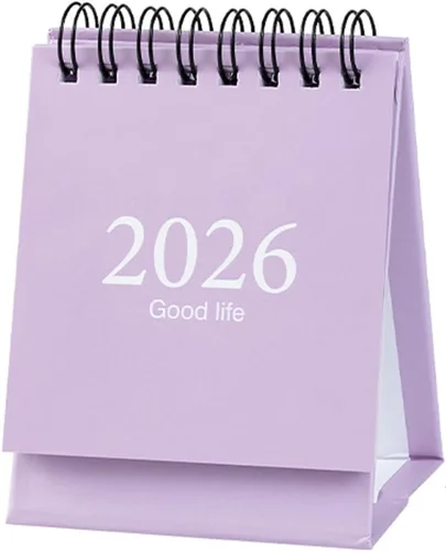 Miniatura 8 de Mini calendarios de escritorio de enero de 2026 a diciembre de 2026, calendario de bolsillo de 3 x 3.8 pulgadas, bobina de acero abatible de pie