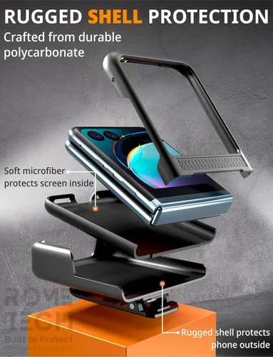 Miniatura 5 de Funda diseñada para Motorola Razr+ (2023) con funda de clip para cinturón, funda con función atril, color negro (Dotos)