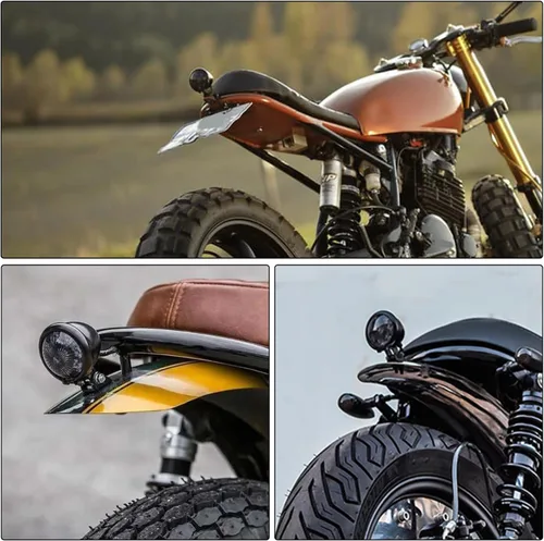 Miniatura 6 de Rich Choices - Faro trasero LED para motocicleta, luces de freno, lámpara de parada para Cafe Racer, Chopper, Bobber, personalizada Humo