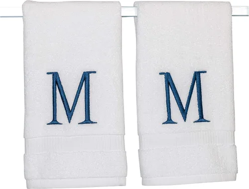 Miniatura 115 de Toalla de mano con inicial beige para baño, toalla bordada decorativa de calidad de hotel de lujo con monograma para tocador, spa, certificado