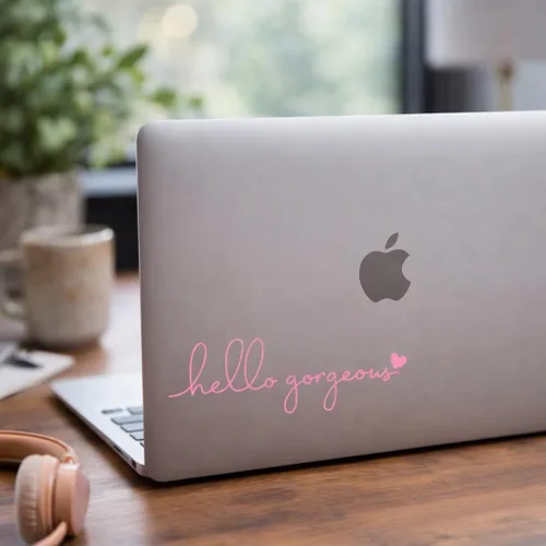Miniatura 2 de 2 calcomanías de vinilo con el texto “Hello Gorgeous” para espejo retrovisor, botella de agua, cuidado personal, para la ventana del auto y laptop