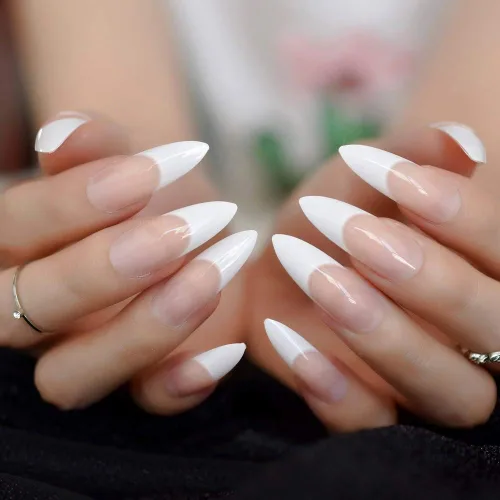 Miniatura 9 de Coolnail - Puntas de uñas postizas de acrílico rosa metálico sexy, strass rosa claro, espejo decorativo brillante, uñas artificiales cortas L5538