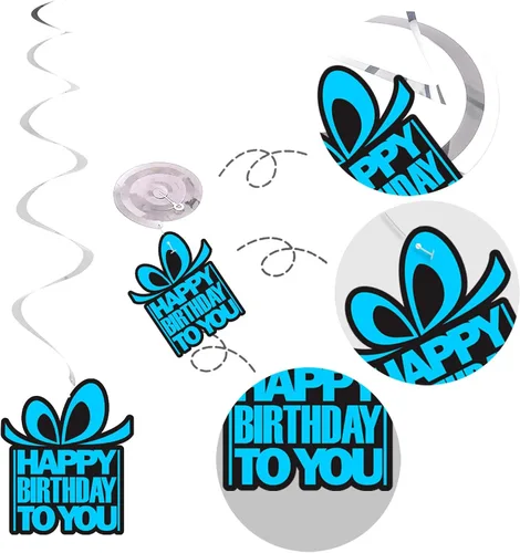 Miniatura 2 de Cartel colgante de feliz cumpleaños número 10 con diseño de remolinos y estrellas, confeti de felicitación a los 10 años de edad, cumpleaños, Hello