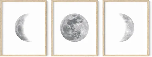 Miniatura 16 de HAUS AND HUES Fases de la Luna - Decoración de pared – Juego de 5 impresiones artísticas de fases lunares, carteles celestiales, 8 x 10 pulgadas sin